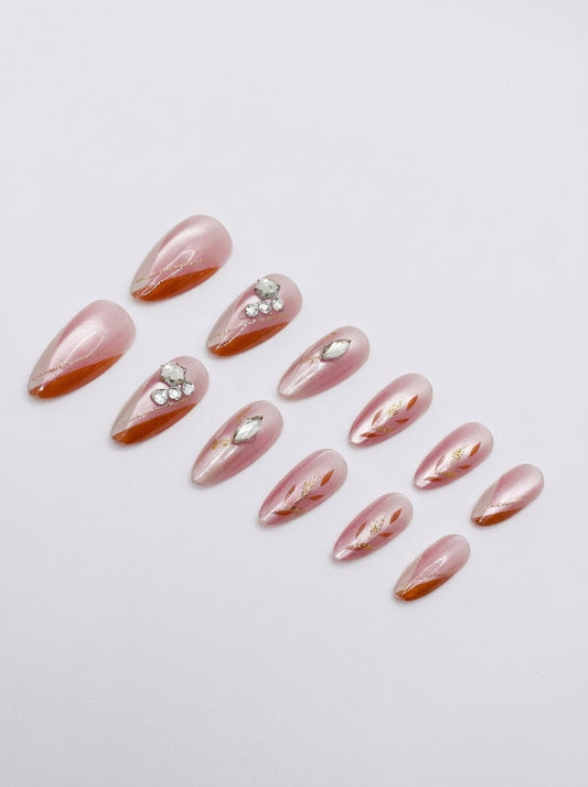 Bordeaux Bloom Press-On Nails With Application Kit