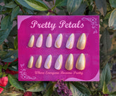 Pink and Gold French Almond Press-on Nails With Application Kit