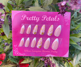 White French Almond press-on Tips and Gold Marble With Application Kit