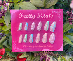 Swirl Almond Press-on False Nails With Application Kit