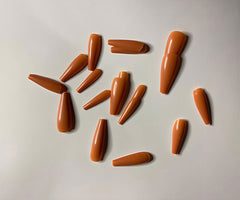 Solid Orange, Medium Coffin Long Press-On Nails With Application Kit