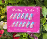 Blue And Pink Coffin Press-on Nails With Application Kit