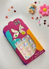 Children False Nails with Rainbow and Glitter Design.