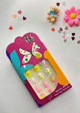 Children False Nails with Pink and Yellow Smiley Faces