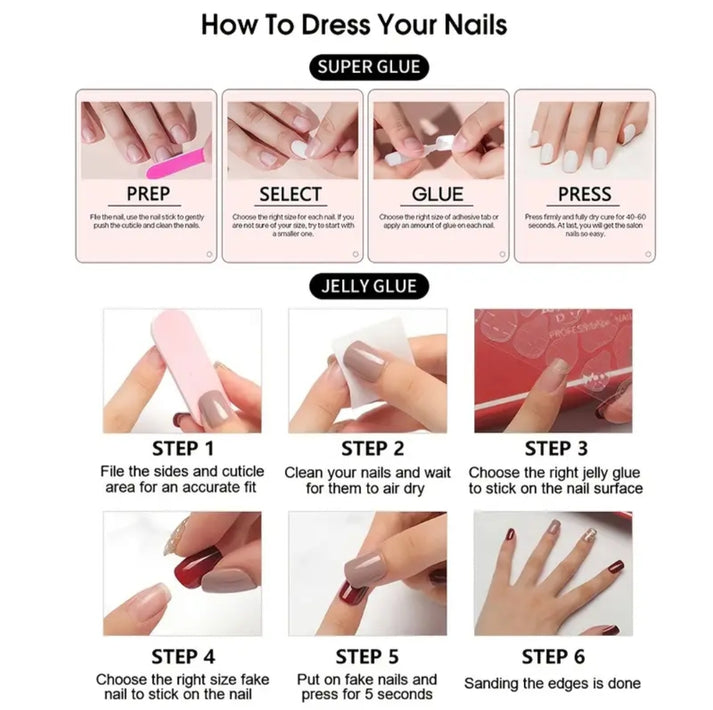 Amber Bloom Press-On Nails With Application Kit