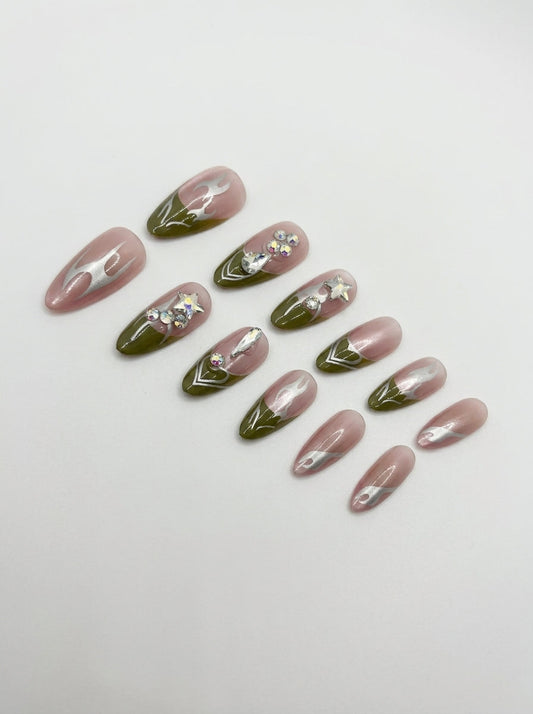 Sage Stellar  Press-On Nails With Application Kit