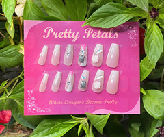 Pink And White Press-on Nails With Application Kit