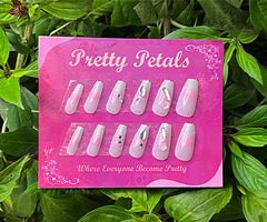 Pink Ombre & Rhinestone Accents Press-on Nails With Application Kit