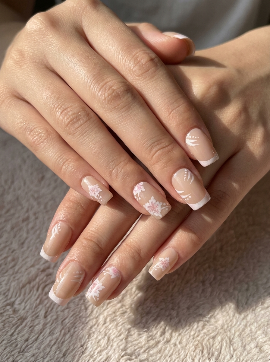Opal Blossom Press-On Nails With Application Kit