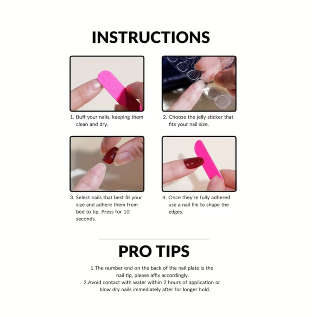 Application Kit Bundle (Pack of 5 Nail sheets, 2 mini buffer, 2 sticks and 2 Alcohol swab)